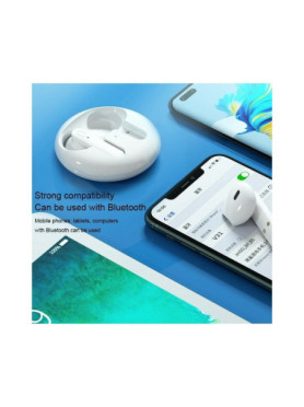 WK TWS V31 Earbud Bluetooth Handsfree Ακουστικά με Θήκη Φόρτισης Λευκά