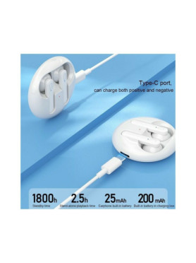 WK TWS V31 Earbud Bluetooth Handsfree Ακουστικά με Θήκη Φόρτισης Λευκά
