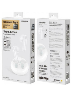WK TWS V31 Earbud Bluetooth Handsfree Ακουστικά με Θήκη Φόρτισης Λευκά