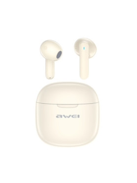 Awei T68 ENC Earbud Bluetooth Handsfree Ακουστικά με Θήκη Φόρτισης Μπεζ