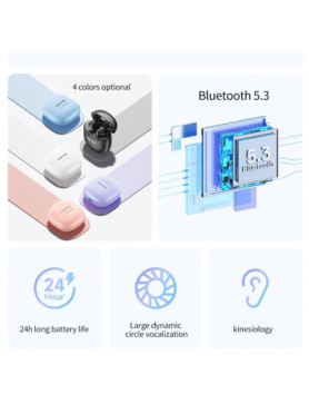 Awei T68 ENC Earbud Bluetooth Handsfree Ακουστικά με Θήκη Φόρτισης Μπεζ