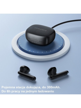 Awei T66 In-ear Bluetooth Handsfree Ακουστικά με Αντοχή στον Ιδρώτα και Θήκη Φόρτισης Μαύρα