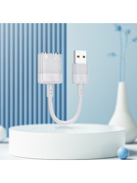 Hoco Aux Usb Μετατροπέας 3.5mm female σε 3.5mm female Γκρι