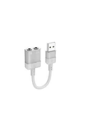 Hoco Aux Usb Μετατροπέας 3.5mm female σε 3.5mm female Γκρι