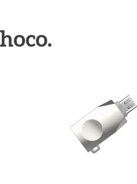 Hoco Μετατροπέας micro USB male σε USB-A female Ασημί (HOC-UA10m-S)
