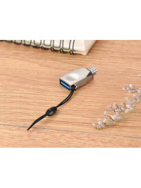 Hoco Μετατροπέας micro USB male σε USB-A female Ασημί (HOC-UA10m-S)