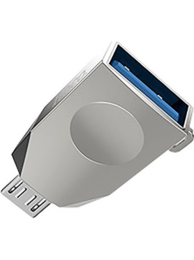 Hoco Μετατροπέας micro USB male σε USB-A female Ασημί (HOC-UA10m-S)