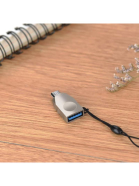 Hoco Μετατροπέας micro USB male σε USB-A female Ασημί (HOC-UA10m-S)