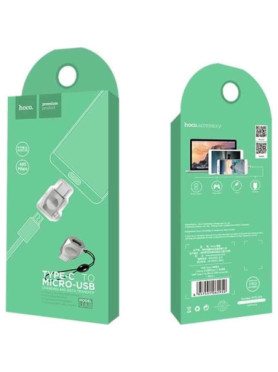 Hoco UA8 Μετατροπέας USB-C male σε micro USB female Ασημί