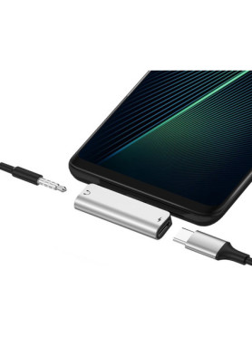 Hoco Μετατροπέας USB-C male σε 3.5mm / USB-C female Ασημί 1τμχ HC-LS26
