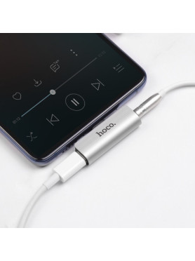 Hoco Μετατροπέας USB-C male σε 3.5mm / USB-C female Ασημί 1τμχ HC-LS26