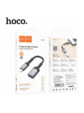 Hoco UA24 Μετατροπέας Lightning male σε USB-A female Γκρι 1τμχ