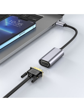 Hoco UA21 Μετατροπέας USB-C male σε VGA female Γκρι