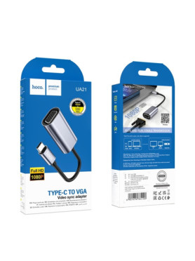 Hoco UA21 Μετατροπέας USB-C male σε VGA female Γκρι