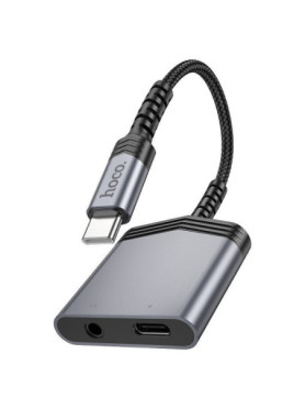 Hoco Aux 2in1 Μετατροπέας USB-C male σε 3.5mm female Γκρι 1τμχ