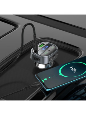 Hoco FM Transmitter Αυτοκινήτου E70 με Bluetooth / USB Metal Grey