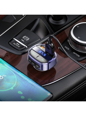 Hoco FM Transmitter Αυτοκινήτου E70 με Bluetooth / USB Metal Grey