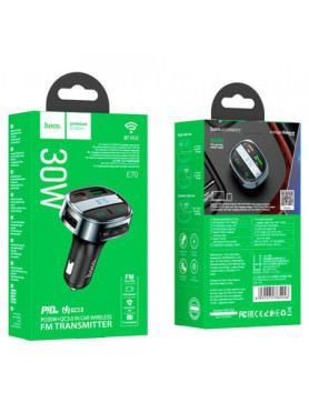 Hoco FM Transmitter Αυτοκινήτου E70 με Bluetooth / USB Metal Grey