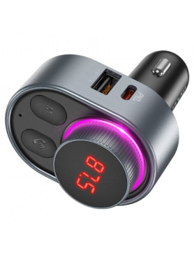 Hoco Φορτιστής Αυτοκινήτου 30W με Θύρες: 1xUSB 1xType-C και FM Transmitter Μαύρος