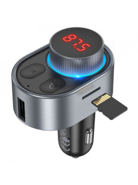 Hoco Φορτιστής Αυτοκινήτου 30W με Θύρες: 1xUSB 1xType-C και FM Transmitter Μαύρος