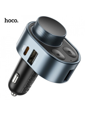 Hoco Φορτιστής Αυτοκινήτου 30W με Θύρες: 1xUSB 1xType-C και FM Transmitter Μαύρος