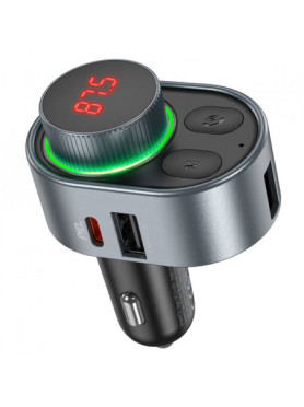 Hoco Φορτιστής Αυτοκινήτου 30W με Θύρες: 1xUSB 1xType-C και FM Transmitter Μαύρος