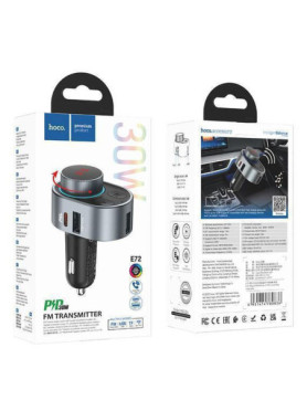 Hoco Φορτιστής Αυτοκινήτου 30W με Θύρες: 1xUSB 1xType-C και FM Transmitter Μαύρος