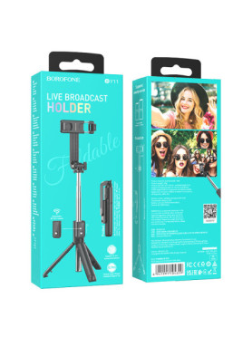 Borofone BY11 Happy Selfie Stick Τρίποδο Κινητού με Bluetooth Μαύρο