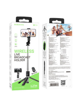 Borofone BY12 Selfie Stick με Bluetooth / Τηλεχειριστήριο Μαύρο