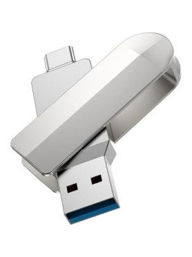 Hoco UD10 128GB USB 3.0 Stick με σύνδεση USB-A &amp; USB-C Ασημί