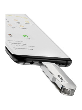 Hoco UD10 128GB USB 3.0 Stick με σύνδεση USB-A &amp; USB-C Ασημί