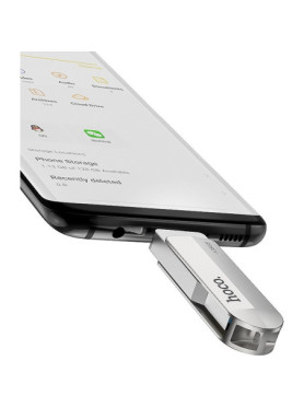 Hoco UD10 16GB USB 2.0 Stick με σύνδεση USB-A &amp; USB-C Ασημί