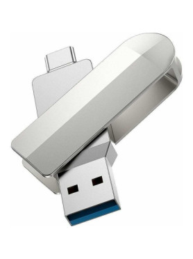 Hoco UD10 64GB USB 3.0 Stick με σύνδεση USB-A &amp; USB-C Ασημί