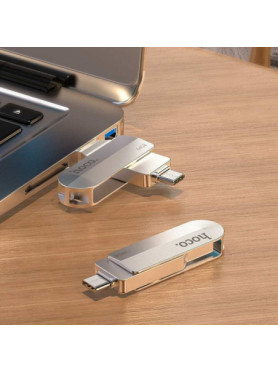 Hoco UD10 64GB USB 3.0 Stick με σύνδεση USB-A &amp; USB-C Ασημί