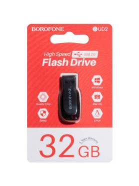 Borofone BUD2 32GB USB 2.0 Stick Μαύρο