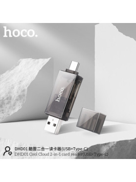Hoco Dhd01 Card Reader 2 In 1 Type-c + Usb Μαυρο