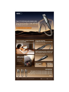 Remax Μετατροπέας USB-C male σε 3.5mm female Γκρι 1τμχ
