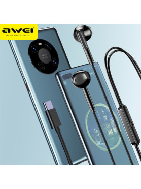 Awei PC-7T In-ear Handsfree με Βύσμα USB-C Μαύρο
