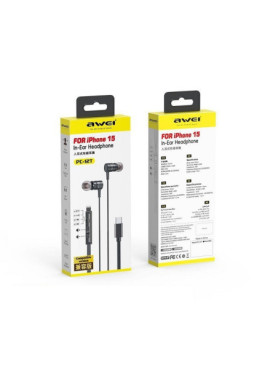 Awei PC-12T In-ear Handsfree Ακουστικά με Βύσμα USB-C Μαύρο
