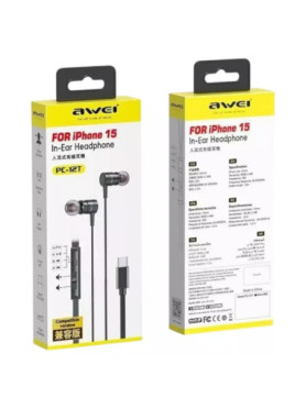 Awei PC-12T In-ear Handsfree Ακουστικά με Βύσμα USB-C Μαύρο