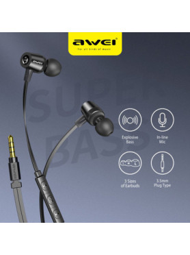 Awei Superbass L1 In-ear Handsfree με Βύσμα 3.5mm Μαύρο