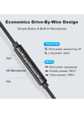 Awei Superbass L1 In-ear Handsfree με Βύσμα 3.5mm Μαύρο
