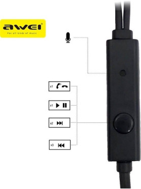 Awei PC-6 In-ear Handsfree Ακουστικά με Βύσμα 3.5mm Μαύρο