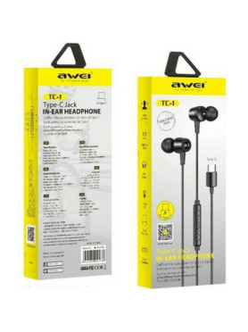 Awei TC-1 Type-C In-ear Handsfree με Βύσμα USB-C Μαύρο