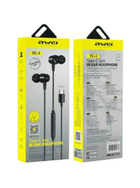 Awei TC-1 Type-C In-ear Handsfree με Βύσμα USB-C Μαύρο