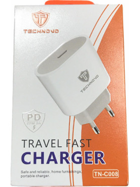 Technovo Φορτιστής Χωρίς Καλώδιο με Θύρα USB-C 20W Λευκός (TN-C008)