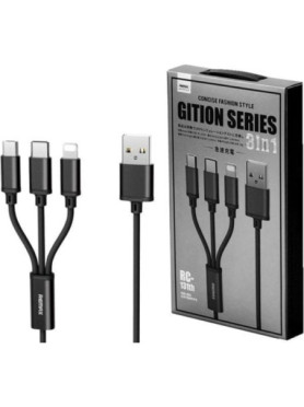Remax Gition RC-131th Braided USB to Lightning / Type-C / micro USB Cable 2.8A Μαύρο 1.15m