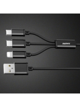 Remax Gition RC-131th Braided USB to Lightning / Type-C / micro USB Cable 2.8A Μαύρο 1.15m