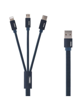 Remax Gition RC-131th Regular USB to micro USB / Type-C / Lightning Cable 2.8A Μπλε 1.15m